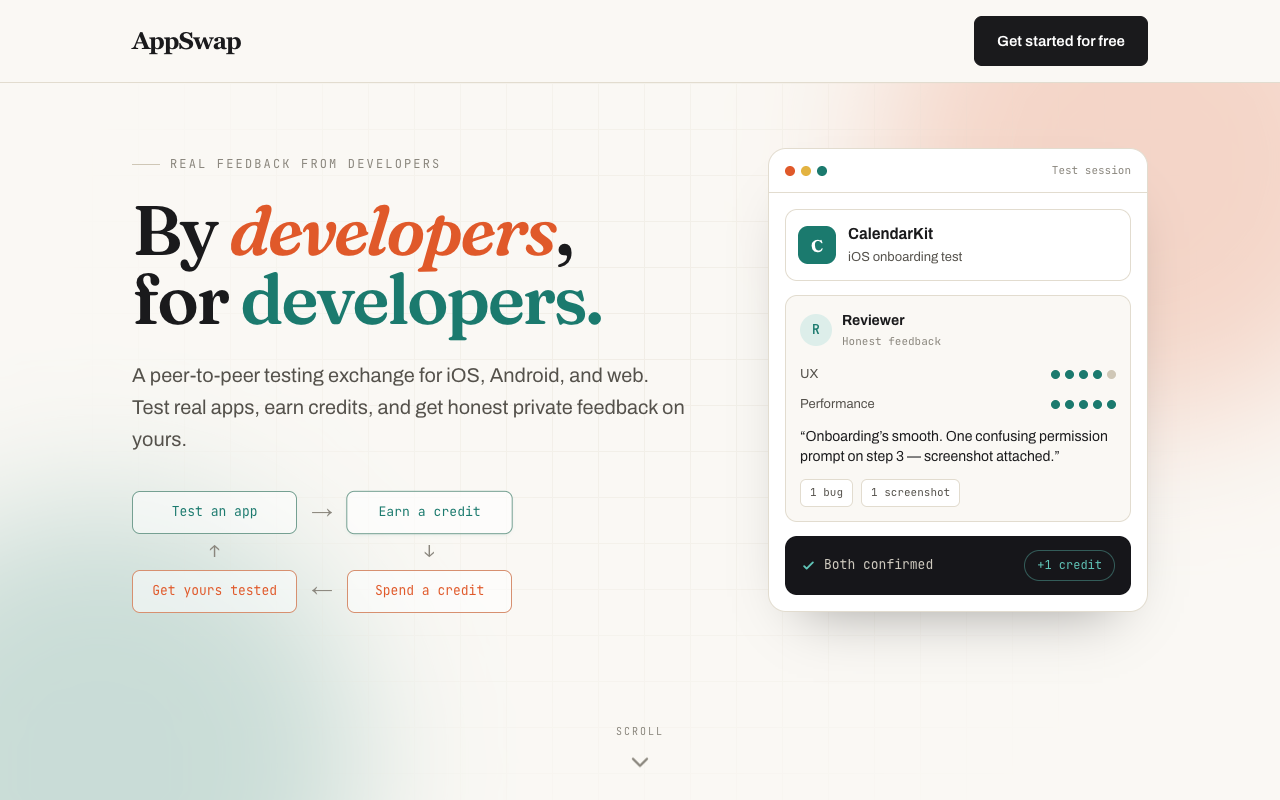 AppSwap landing page screenshot