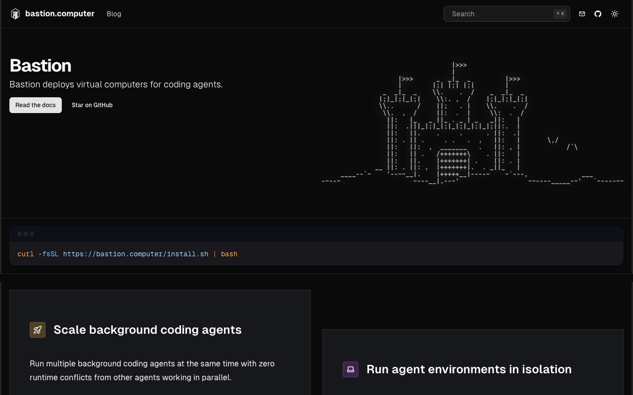 Bastion landing page screenshot