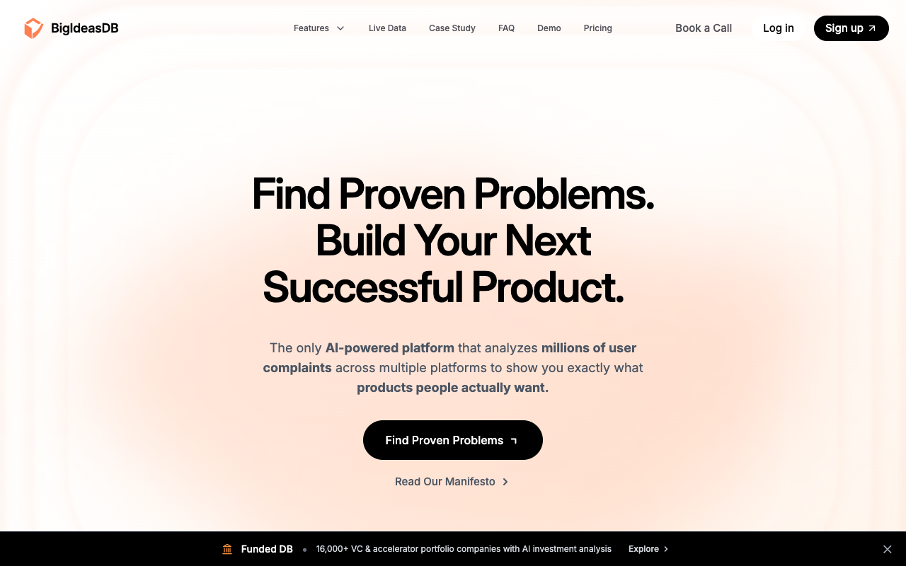 BigIdeasDB landing page screenshot