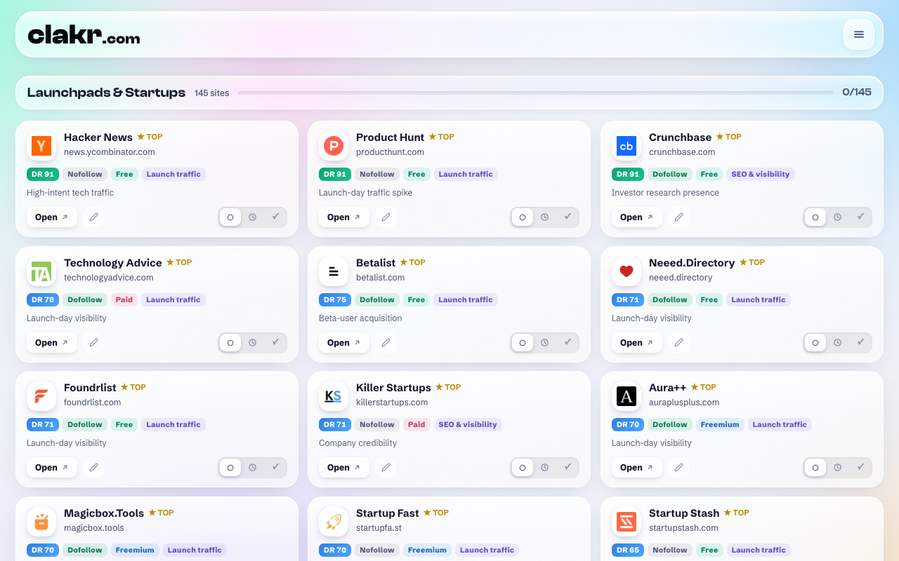Clakr landing page screenshot