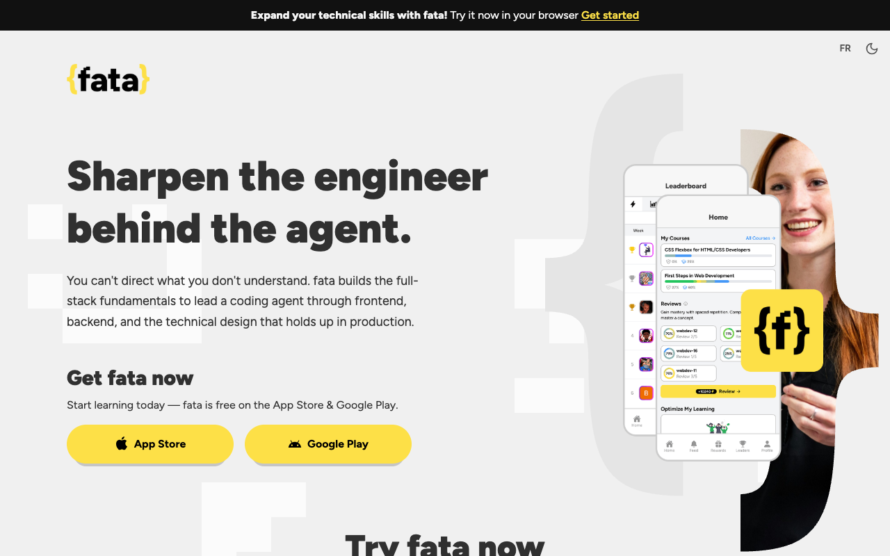 Fata landing page screenshot