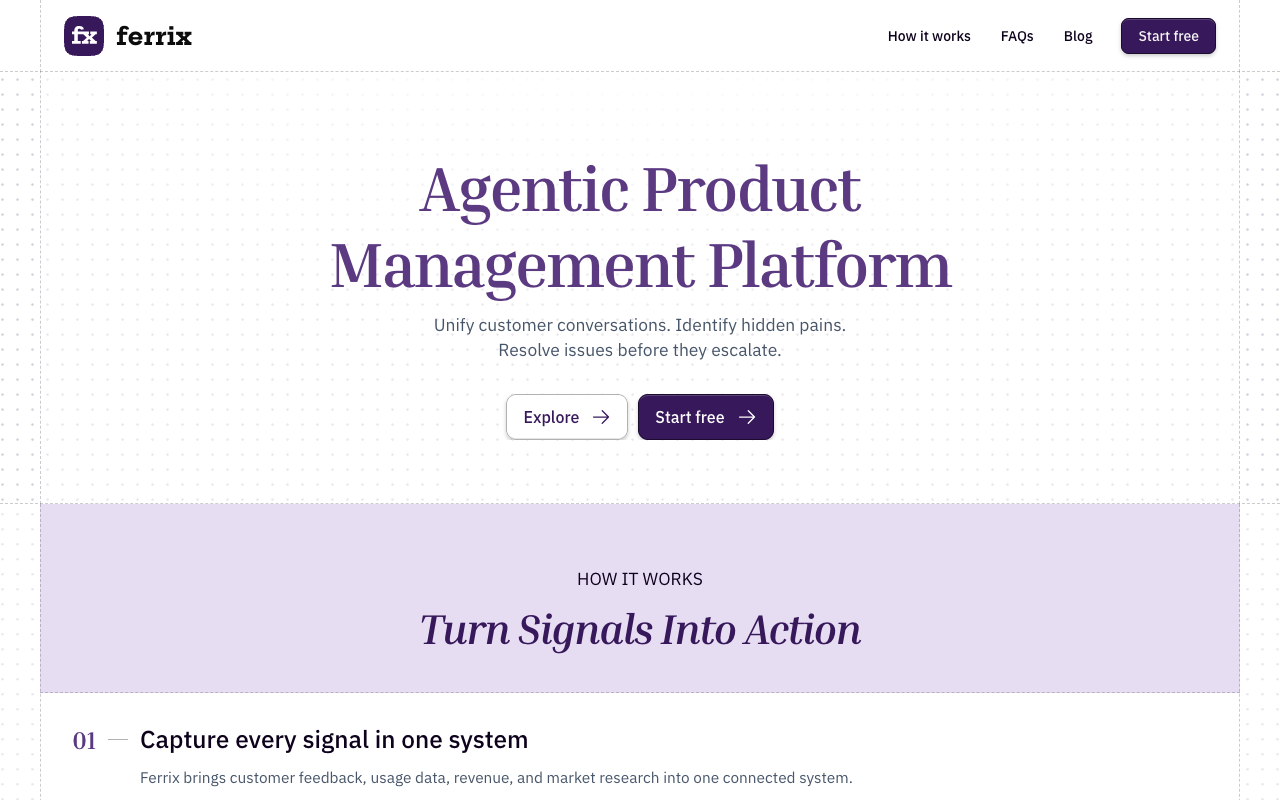 Ferrix AI landing page screenshot