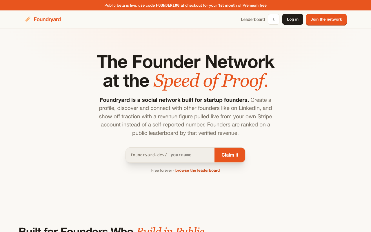 Foundryard landing page screenshot