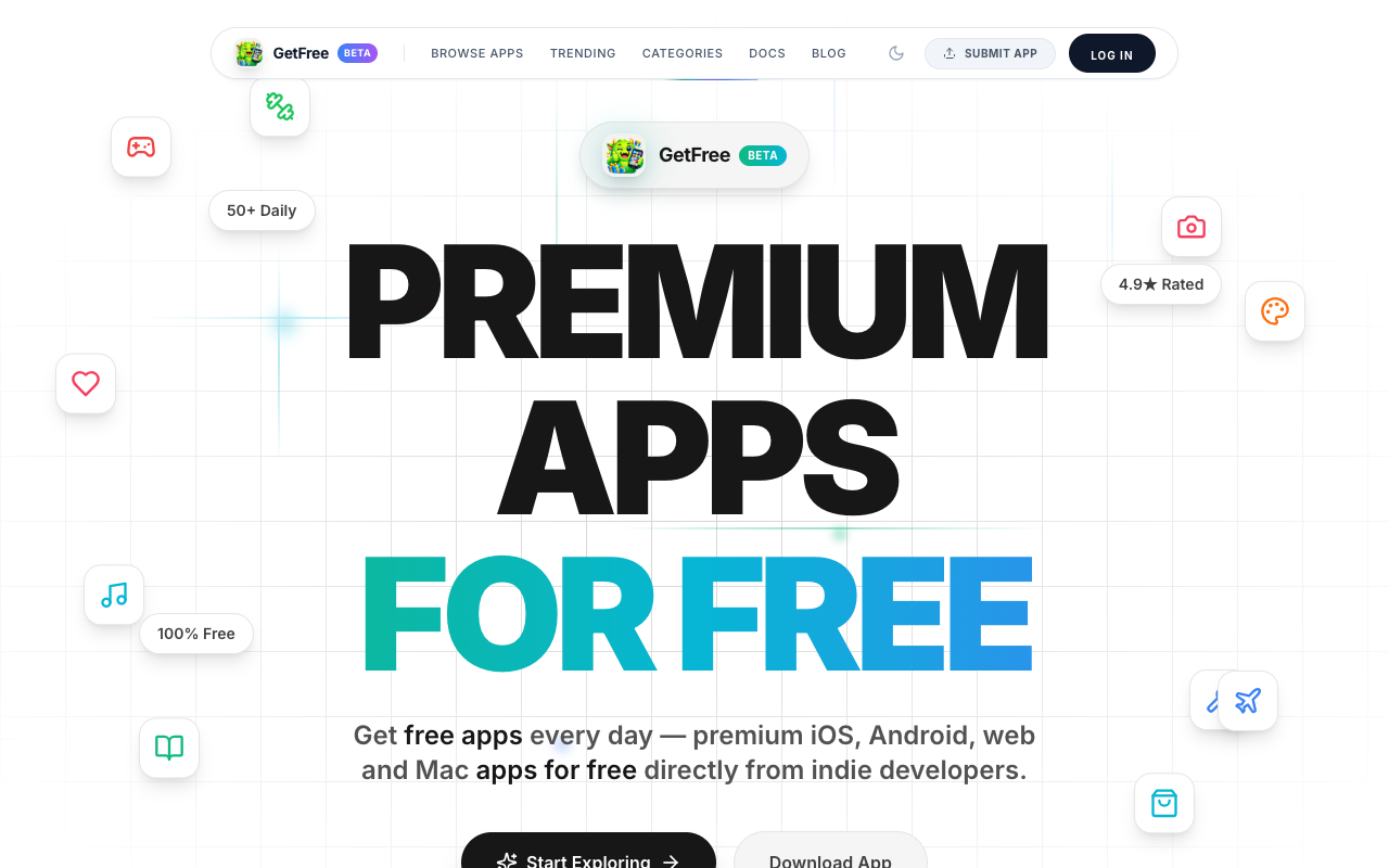 GetFree.APP landing page screenshot
