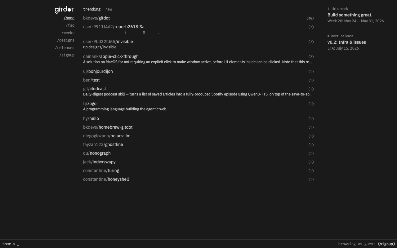 Gitdot landing page screenshot