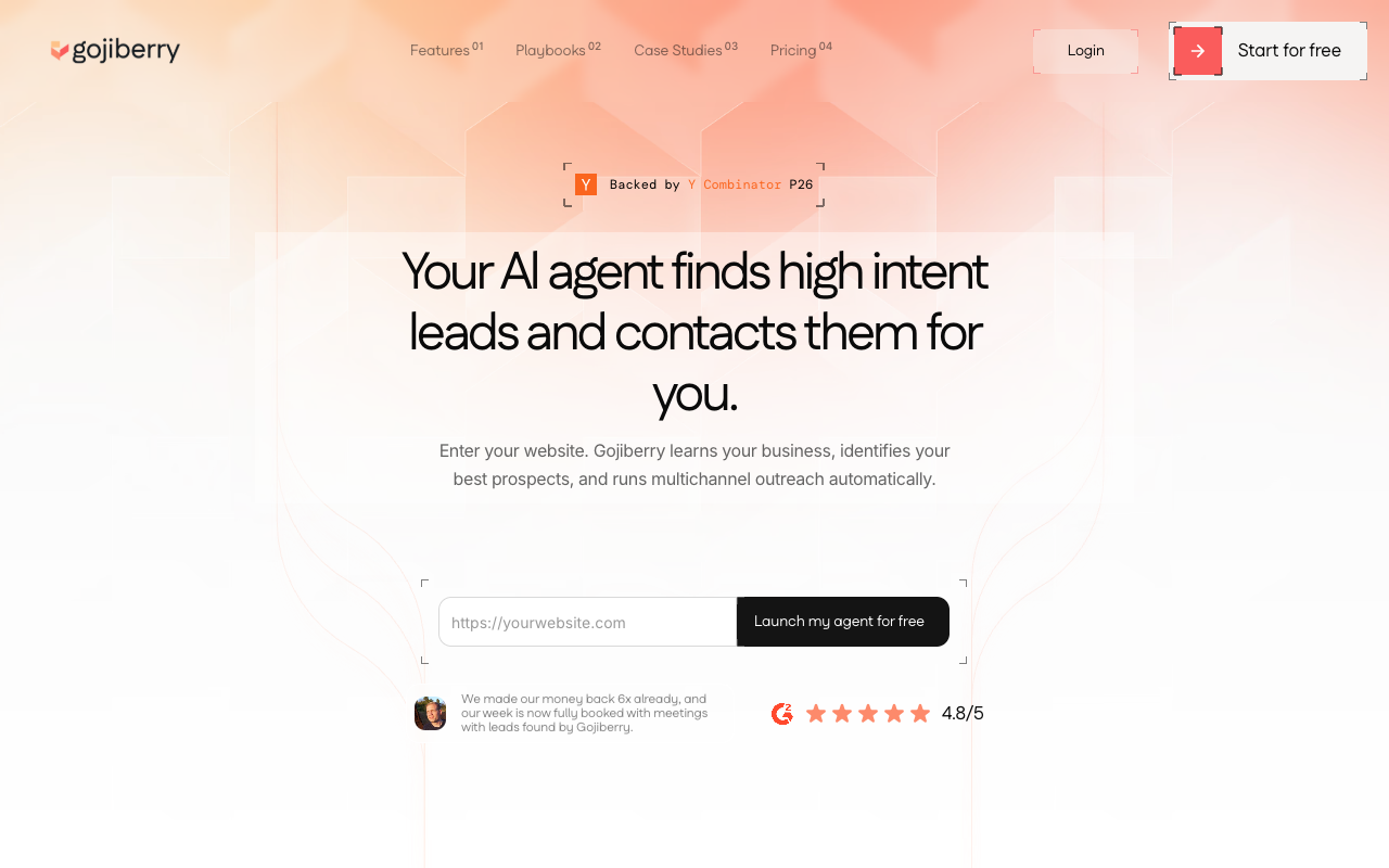 Gojiberry landing page screenshot