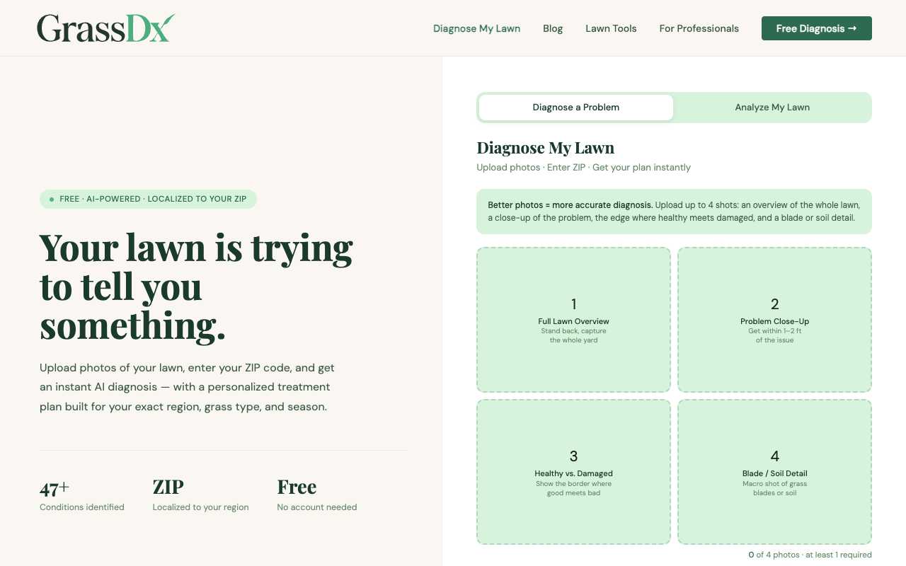 GrassDx landing page screenshot