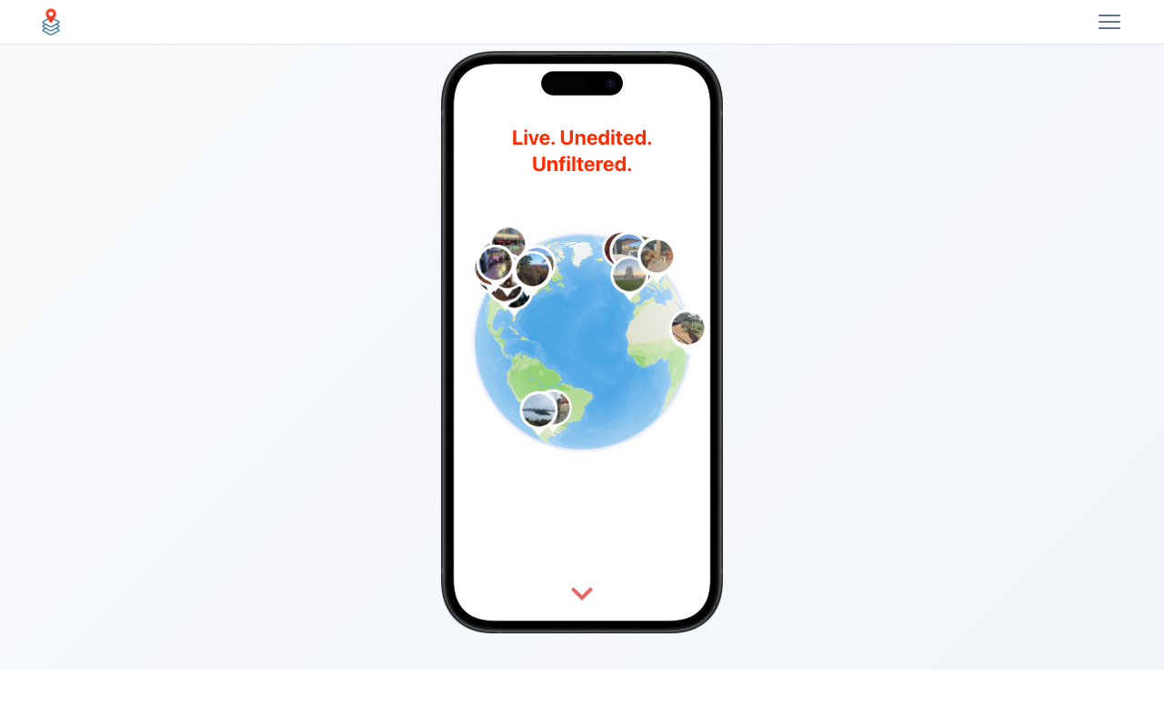 Hereabout landing page screenshot