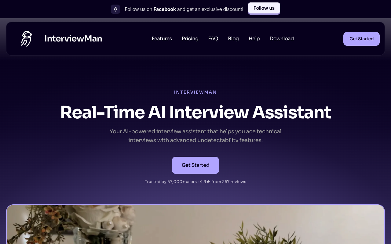 InterviewMan landing page screenshot