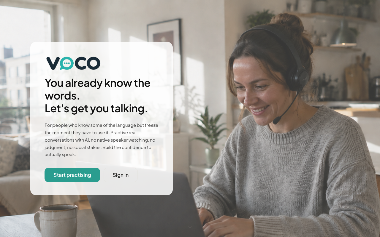 Language Conversation Platform landing page screenshot