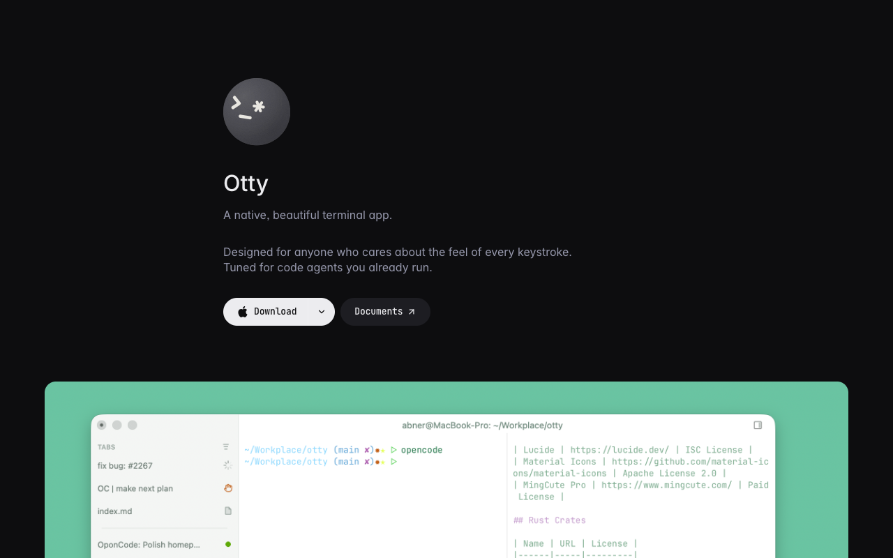Otty landing page screenshot