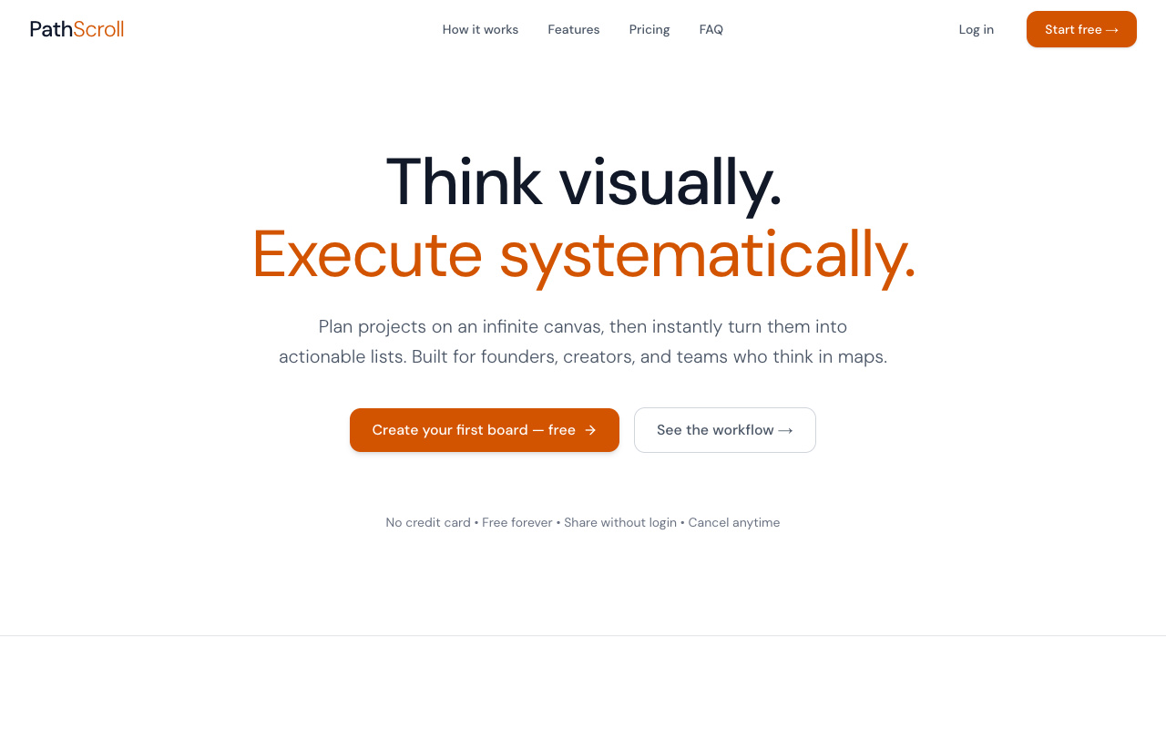 PathScroll landing page screenshot