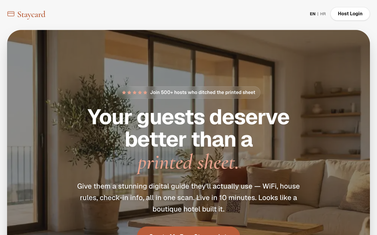 Staycard landing page screenshot