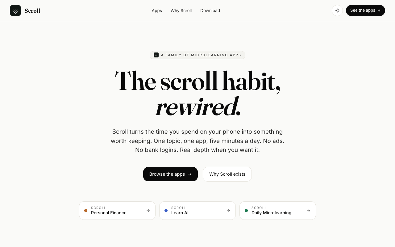 Scroll landing page screenshot