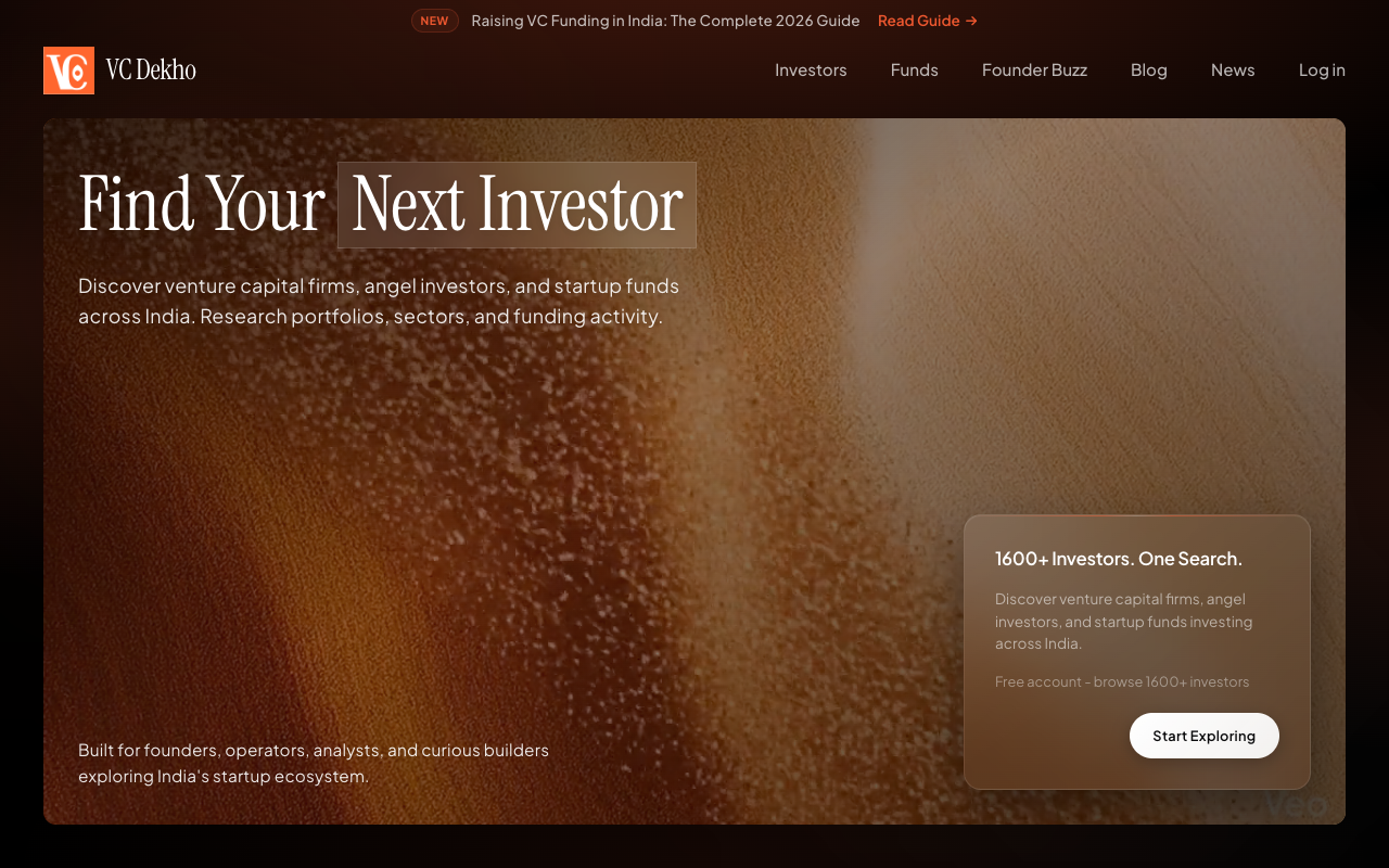 VC Dekho landing page screenshot